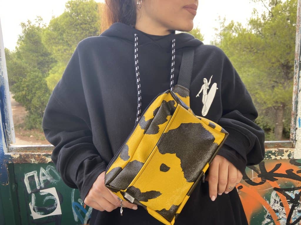 Yellow cow belly bag