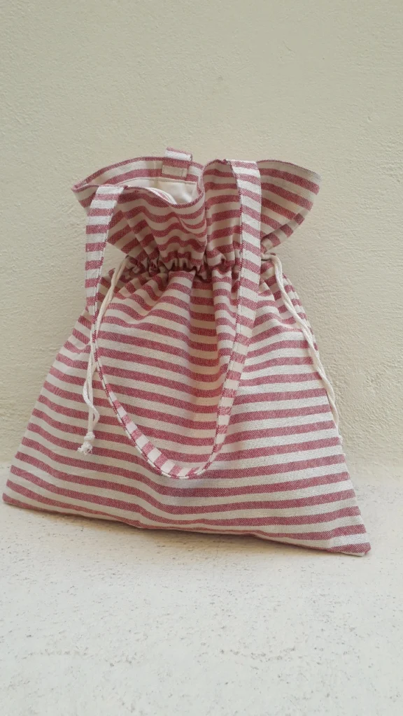Red Stripes Bucket Tote